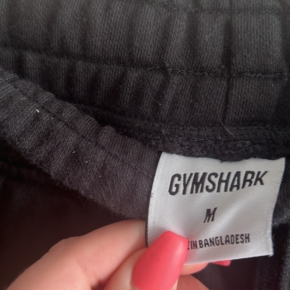 Gymshark Black Fleece Jogger Sweatpants Slim Fit Black White Logo - Picture 4 of 8